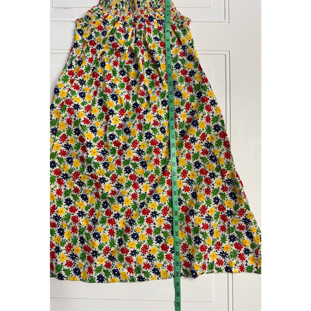 Vintage 1970s FRED ENGELMAN Smocked White Floral Poly Cotton Maxi Dress Sz M - Picture 7 of 7